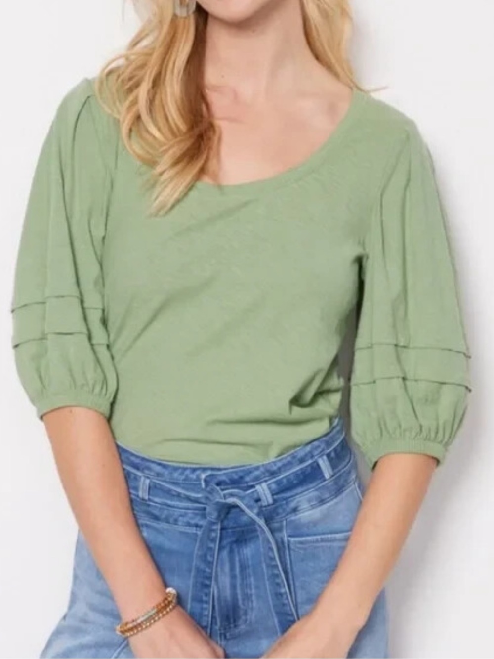 Nation LTD Nigella Scoop Neck Top Light Green Size Medium